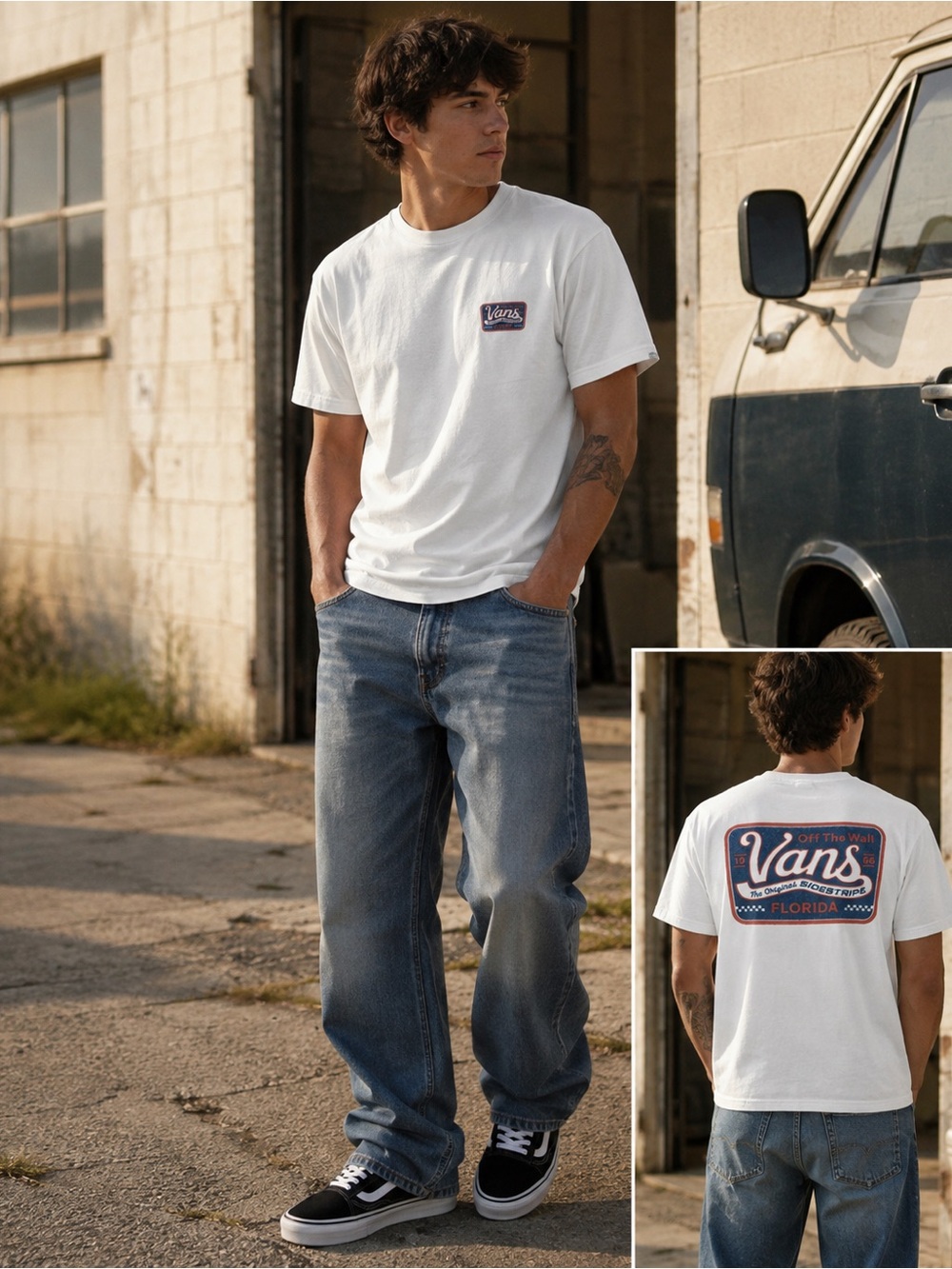 Vans Off The Wall Florida Sidestripe Graphic T-Shirt White Men’s L